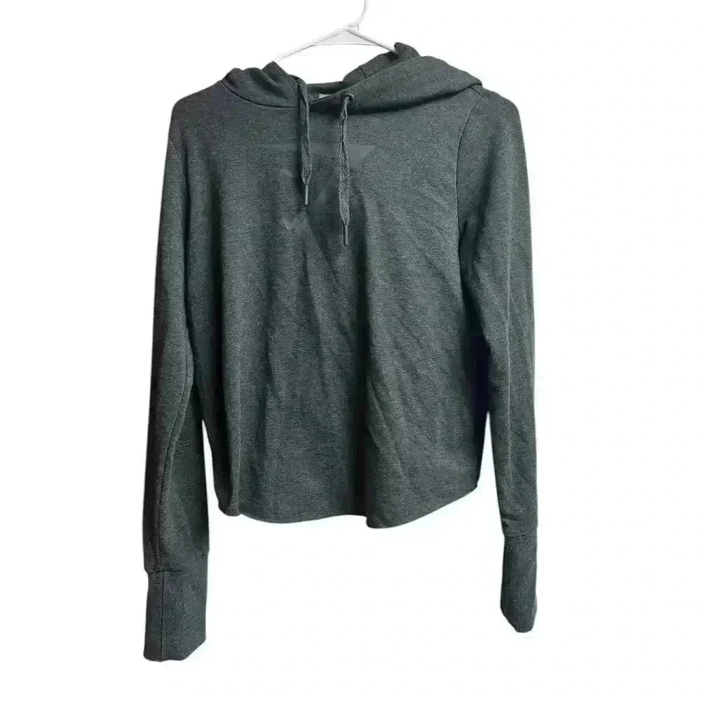 Gymshark Cropped Hoodie Sweatshirt Wrap Cross Back Size Small Dark Gray